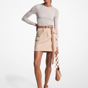 Michael Kors Collection Tan Mini Wrap Skirt